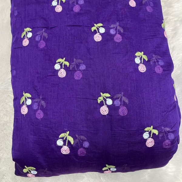 mul chanderi flower embroidery 44 width