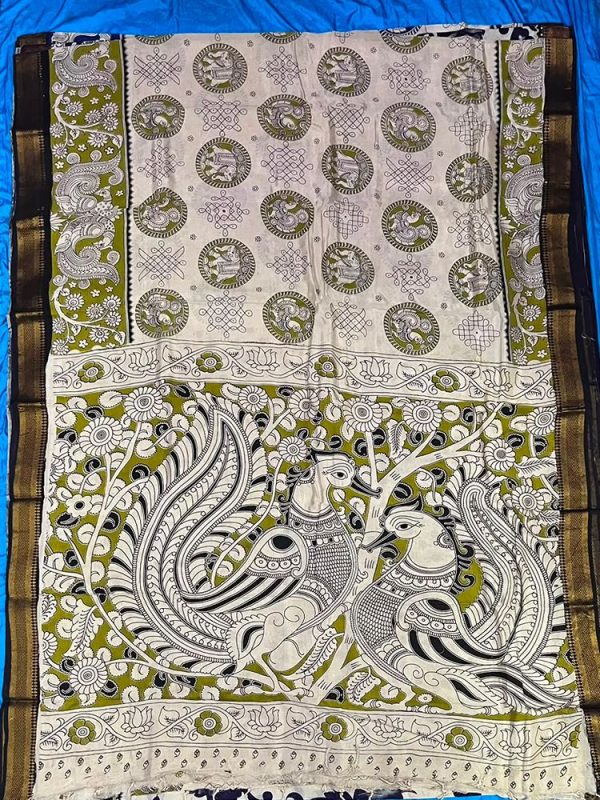 Chennur Silk Kalamkari Saree Nizam Border ( 6.20 mtr )