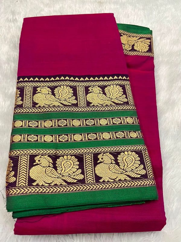 Narayanpet Premium Border Saree (with blouse 6.2 mtr )