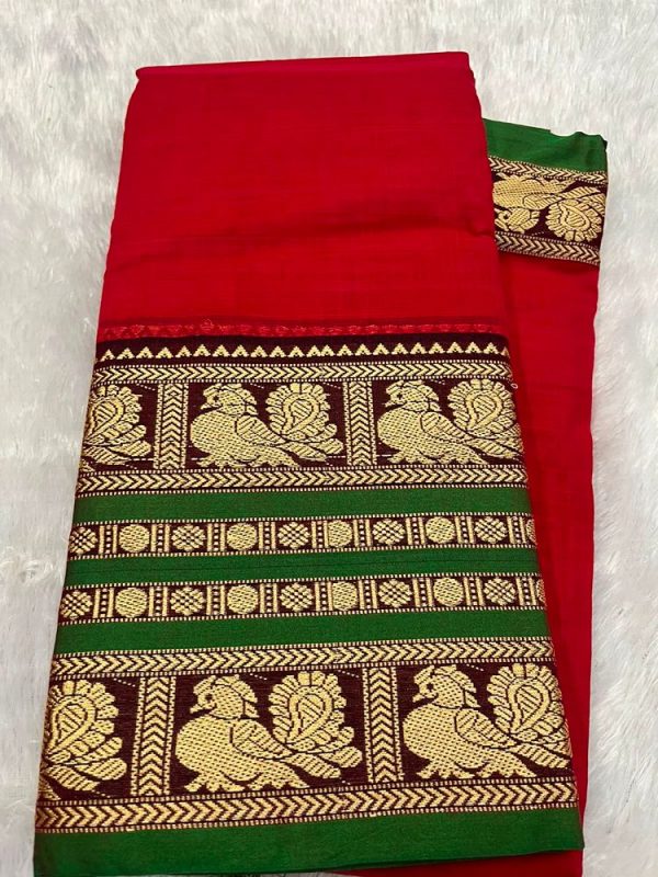 Narayanpet Premium Border Saree (with blouse 6.2 mtr )
