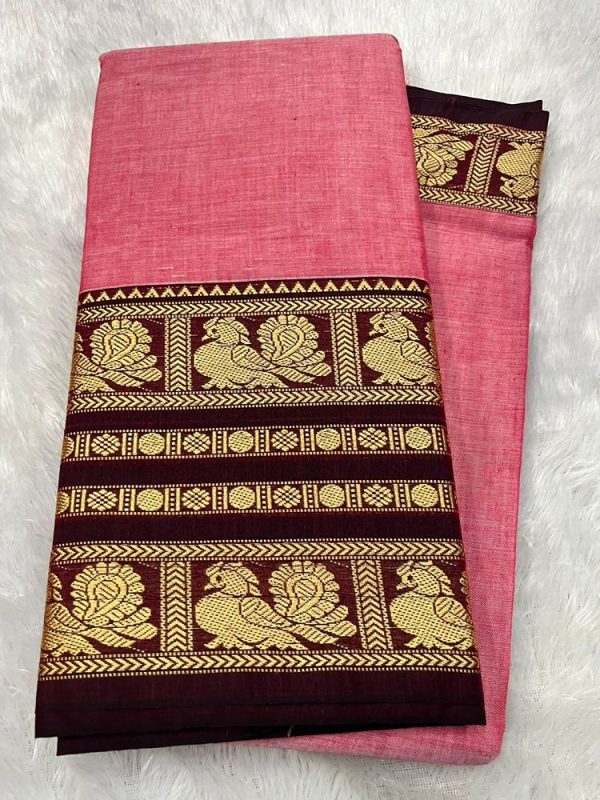 Narayanpet Premium Border Saree (with blouse 6.2 mtr )