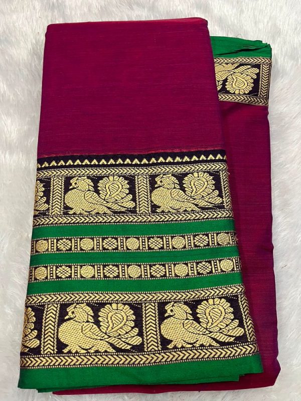 Narayanpet Premium Border Saree (with blouse 6.2 mtr )