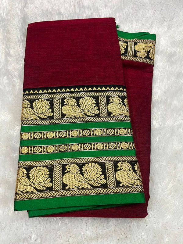 Narayanpet Premium Border Saree (with blouse 6.2 mtr )