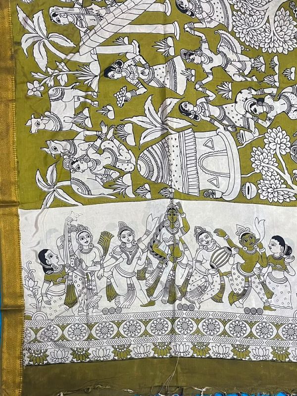 KALAMKARI CHENNUR SILK NIZAM BORDER DUPPATA(DESIGN2)