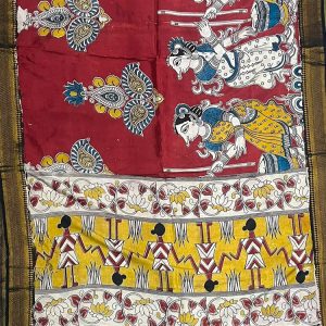 KALAMKARI CHENNUR SILK NIZAM BORDER DUPPATA(DESIGN2)