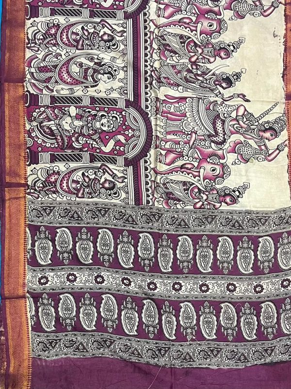 KALAMKARI CHENNUR SILK NIZAM BORDER DUPPATA(DESIGN2)