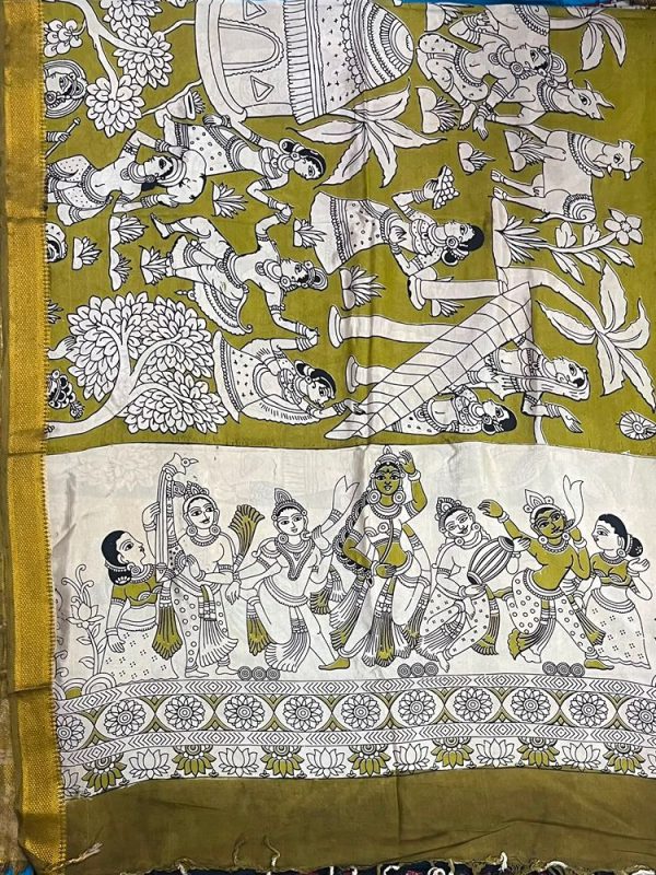 KALAMKARI CHENNUR SILK NIZAM BORDER DUPPATA(DESIGN2)
