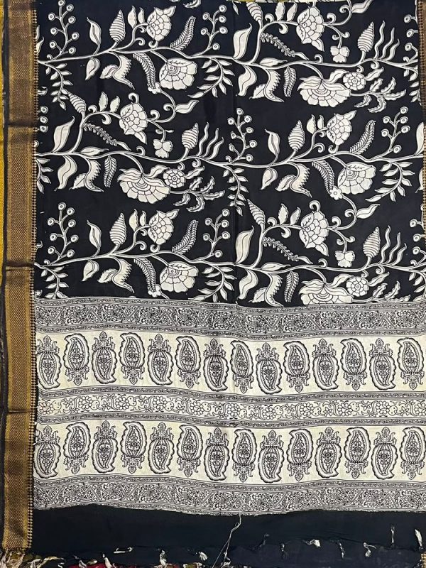 KALAMKARI CHENNUR SILK NIZAM BORDER DUPPATA(DESIGN2)
