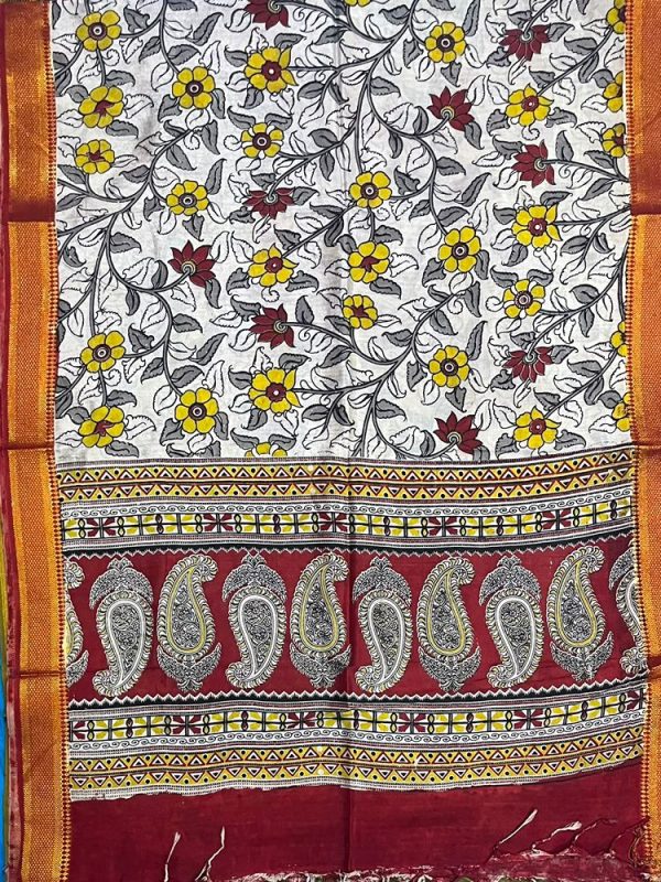 KALAMKARI CHENNUR SILK NIZAM BORDER DUPPATA(DESIGN2)