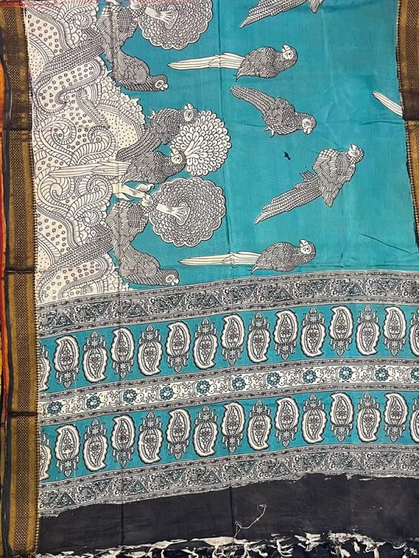 KALAMKARI CHENNUR SILK NIZAM BORDER DUPPATA(DESIGN2)