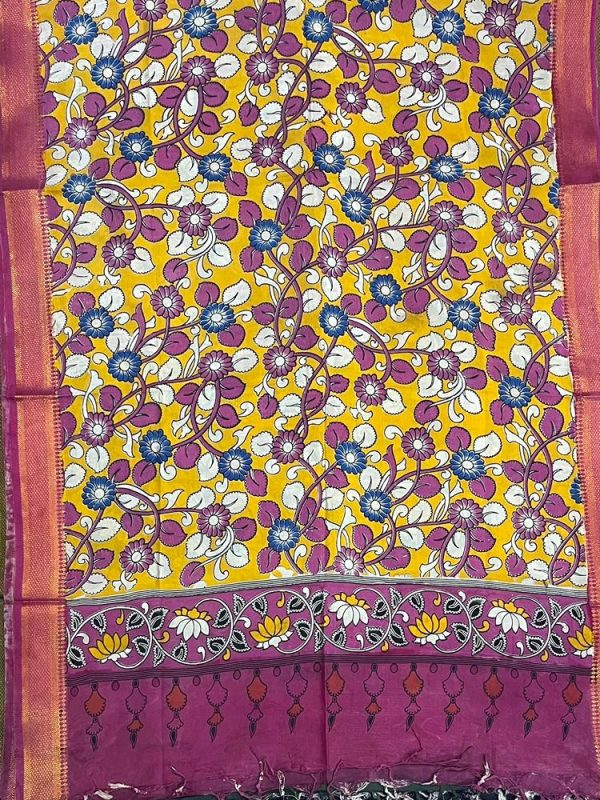 KALAMKARI CHENNUR SILK NIZAM BORDER DUPPATA (DESIGN1)