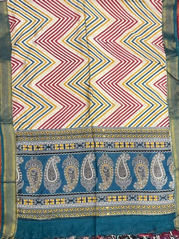 KALAMKARI CHENNUR SILK NIZAM BORDER DUPPATA (DESIGN1)