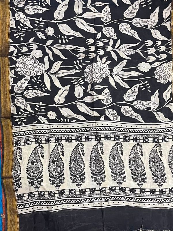 KALAMKARI CHENNUR SILK NIZAM BORDER DUPPATA (DESIGN1)