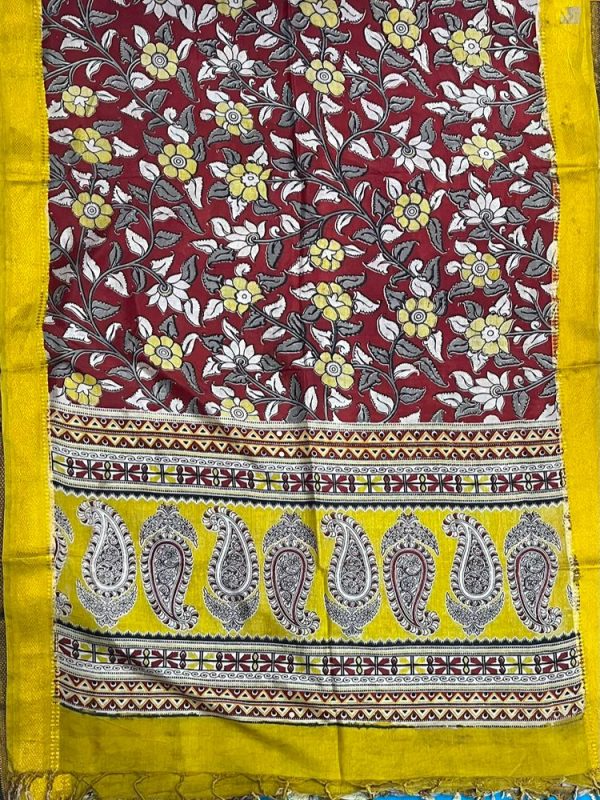 KALAMKARI CHENNUR SILK NIZAM BORDER DUPPATA (DESIGN1)