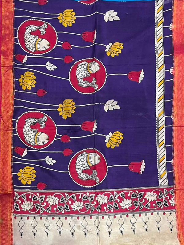 KALAMKARI CHENNUR SILK NIZAM BORDER DUPPATA (DESIGN1)