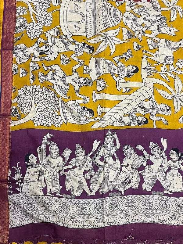 KALAMKARI CHENNUR SILK NIZAM BORDER DUPPATA (DESIGN1)