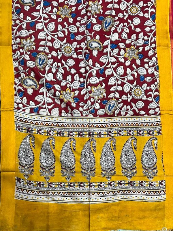 KALAMKARI CHENNUR SILK NIZAM BORDER DUPPATA (DESIGN1)