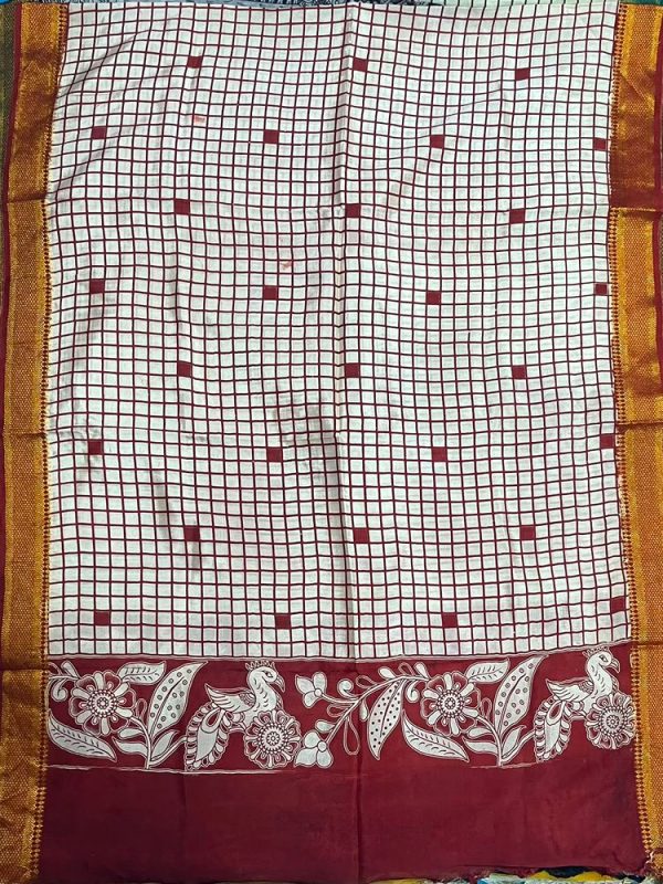 KALAMKARI CHENNUR SILK NIZAM BORDER DUPPATA (DESIGN1)