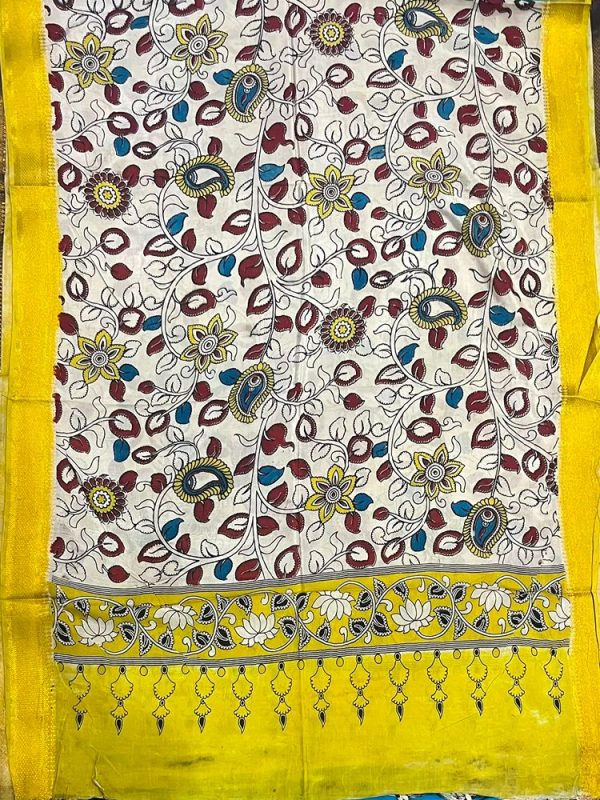 KALAMKARI CHENNUR SILK NIZAM BORDER DUPPATA (DESIGN1)