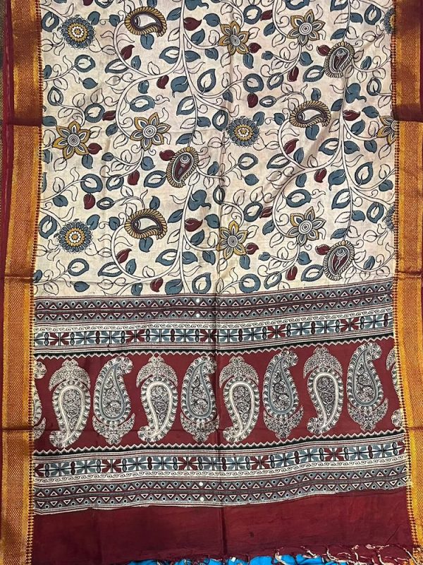 KALAMKARI CHENNUR SILK NIZAM BORDER DUPPATA (DESIGN1)