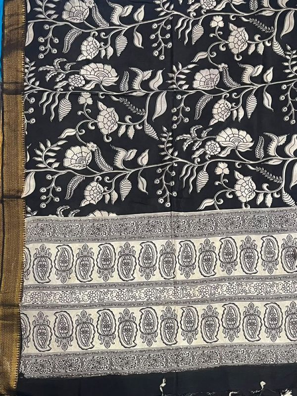 KALAMKARI CHENNUR SILK NIZAM BORDER DUPPATA (DESIGN1)
