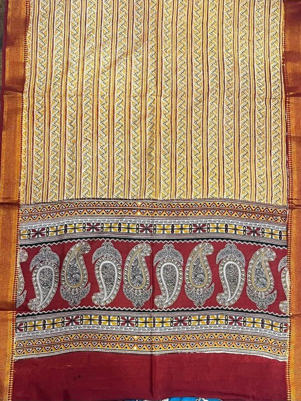 KALAMKARI CHENNUR SILK NIZAM BORDER DUPPATA (DESIGN1)