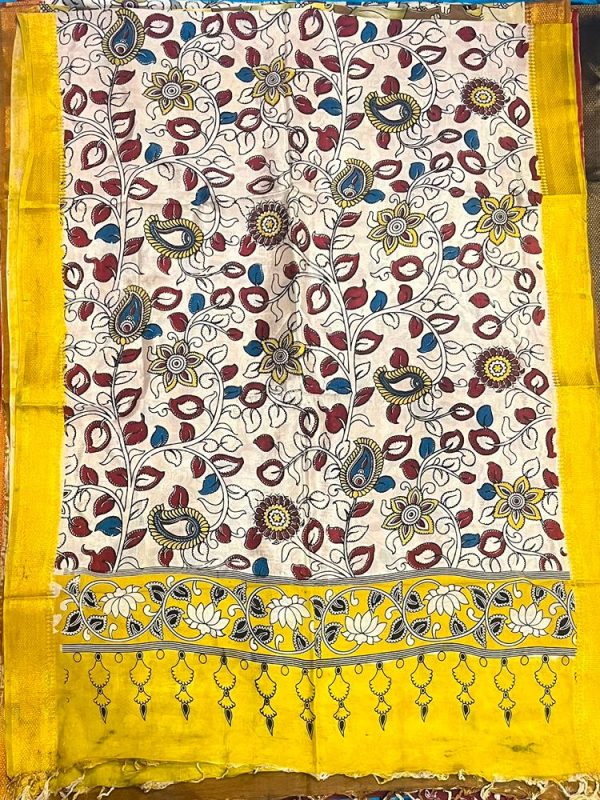 KALAMKARI CHENNUR SILK NIZAM BORDER DUPPATA (DESIGN1)