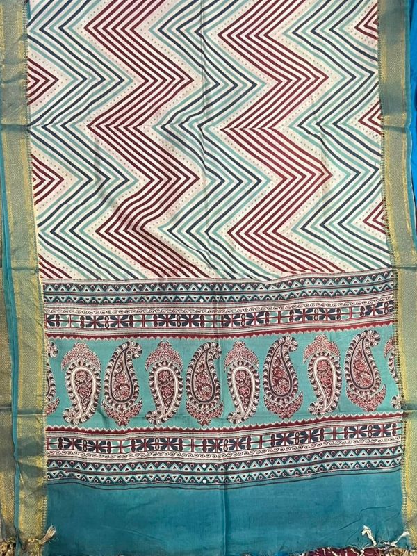KALAMKARI CHENNUR SILK NIZAM BORDER DUPPATA (DESIGN1)