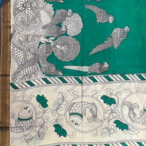 KALAMKARI CHENNUR SILK NIZAM BORDER DUPPATA (DESIGN1)