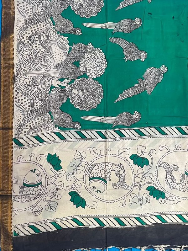 KALAMKARI CHENNUR SILK NIZAM BORDER DUPPATA (DESIGN1)