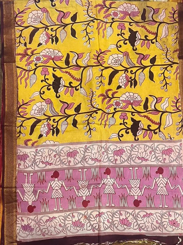 KALAMKARI CHENNUR SILK NIZAM BORDER DUPPATA (DESIGN1)